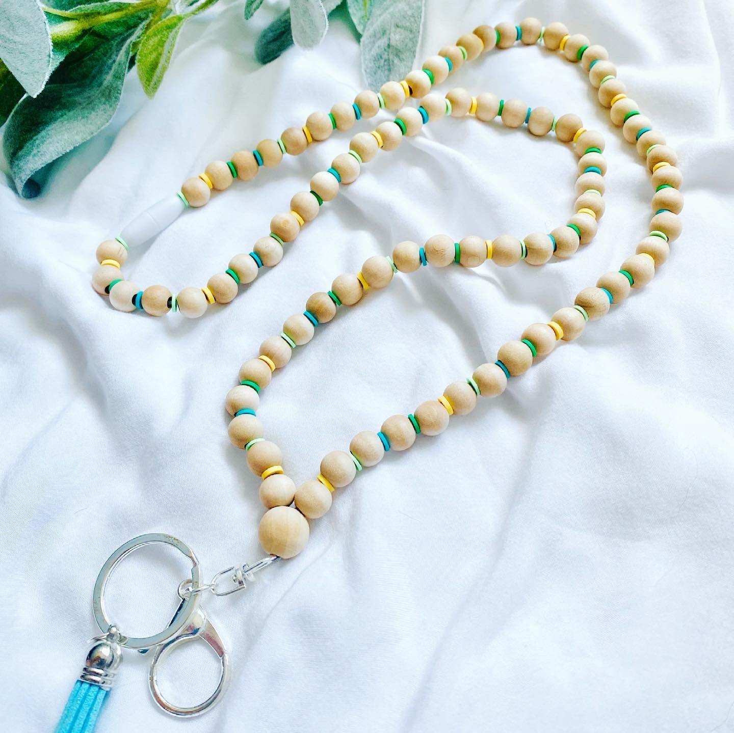 ‘Beach Day’ Wood Bead Lanyard